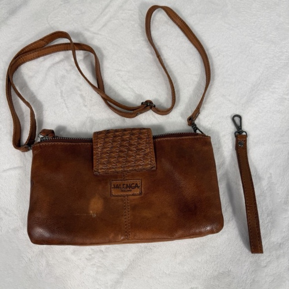 Vilenca Holland‎  British Tan Whiskey Brown Leather  Wristlet Wallet Crossbody